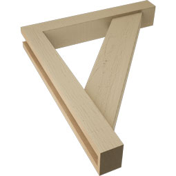 Ekena Millwork - BKTUR0352X22X26TRA05RCPR - Timberthane Faux Wood Traditional Style Bracket w/ Offset Brace, Block Ends, 3 1/2"W x 22"D x 26"H, Primed Tan
