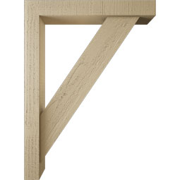 Ekena Millwork - BKTUR0352X22X30TRA05RCPR - Timberthane Faux Wood Traditional Style Bracket w/ Offset Brace, Block Ends, 3 1/2"W x 22"D x 30"H, Primed Tan