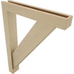 Ekena Millwork - BKTUR0352X22X30TRA05RCPR - Timberthane Faux Wood Traditional Style Bracket w/ Offset Brace, Block Ends, 3 1/2"W x 22"D x 30"H, Primed Tan