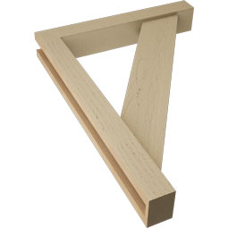 Ekena Millwork - BKTUR0352X22X30TRA05RCPR - Timberthane Faux Wood Traditional Style Bracket w/ Offset Brace, Block Ends, 3 1/2"W x 22"D x 30"H, Primed Tan