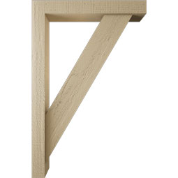 Ekena Millwork - BKTUR0352X22X34TRA05RCPR - Timberthane Faux Wood Traditional Style Bracket w/ Offset Brace, Block Ends, 3 1/2"W x 22"D x 34"H, Primed Tan