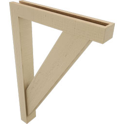 Ekena Millwork - BKTUR0352X22X34TRA05RCPR - Timberthane Faux Wood Traditional Style Bracket w/ Offset Brace, Block Ends, 3 1/2"W x 22"D x 34"H, Primed Tan