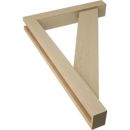 Ekena Millwork - BKTUR0352X22X34TRA05RCPR - Timberthane Faux Wood Traditional Style Bracket w/ Offset Brace, Block Ends, 3 1/2"W x 22"D x 34"H, Primed Tan
