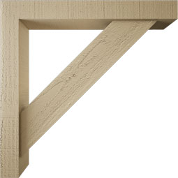 Ekena Millwork - BKTUR0352X24X24TRA05RCPR - Timberthane Faux Wood Traditional Style Bracket w/ Offset Brace, Block Ends, 3 1/2"W x 24"D x 24"H, Primed Tan