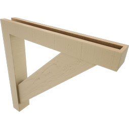 Ekena Millwork - BKTUR0352X24X24TRA05RCPR - Timberthane Faux Wood Traditional Style Bracket w/ Offset Brace, Block Ends, 3 1/2"W x 24"D x 24"H, Primed Tan