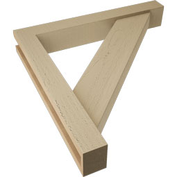 Ekena Millwork - BKTUR0352X24X24TRA05RCPR - Timberthane Faux Wood Traditional Style Bracket w/ Offset Brace, Block Ends, 3 1/2"W x 24"D x 24"H, Primed Tan