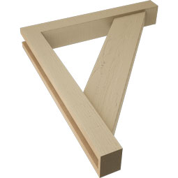 Ekena Millwork - BKTUR0352X24X28TRA05RCPR - Timberthane Faux Wood Traditional Style Bracket w/ Offset Brace, Block Ends, 3 1/2"W x 24"D x 28"H, Primed Tan
