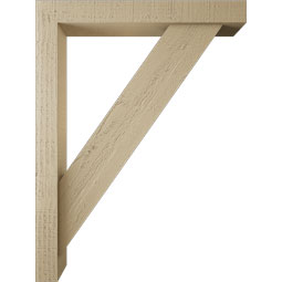 Ekena Millwork - BKTUR0352X24X32TRA05RCPR - Timberthane Faux Wood Traditional Style Bracket w/ Offset Brace, Block Ends, 3 1/2"W x 24"D x 32"H, Primed Tan