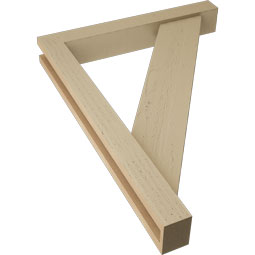 Ekena Millwork - BKTUR0352X24X32TRA05RCPR - Timberthane Faux Wood Traditional Style Bracket w/ Offset Brace, Block Ends, 3 1/2"W x 24"D x 32"H, Primed Tan