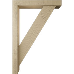 Ekena Millwork - BKTUR0352X24X36TRA05RCPR - Timberthane Faux Wood Traditional Style Bracket w/ Offset Brace, Block Ends, 3 1/2"W x 24"D x 36"H, Primed Tan