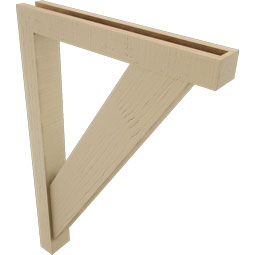 Ekena Millwork - BKTUR0352X24X36TRA05RCPR - Timberthane Faux Wood Traditional Style Bracket w/ Offset Brace, Block Ends, 3 1/2"W x 24"D x 36"H, Primed Tan