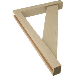 Ekena Millwork - BKTUR0352X24X36TRA05RCPR - Timberthane Faux Wood Traditional Style Bracket w/ Offset Brace, Block Ends, 3 1/2"W x 24"D x 36"H, Primed Tan