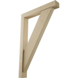 Ekena Millwork - BKTUR0352X24X36TRA05RCPR - Timberthane Faux Wood Traditional Style Bracket w/ Offset Brace, Block Ends, 3 1/2"W x 24"D x 36"H, Primed Tan
