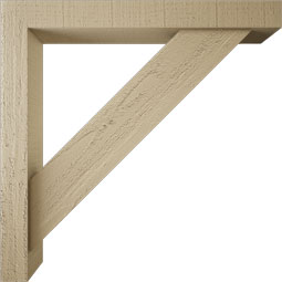 Ekena Millwork - BKTUR0352X26X26TRA05RCPR - Timberthane Faux Wood Traditional Style Bracket w/ Offset Brace, Block Ends, 3 1/2"W x 26"D x 26"H, Primed Tan