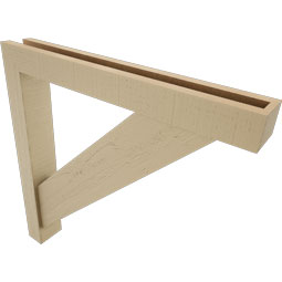Ekena Millwork - BKTUR0352X26X26TRA05RCPR - Timberthane Faux Wood Traditional Style Bracket w/ Offset Brace, Block Ends, 3 1/2"W x 26"D x 26"H, Primed Tan