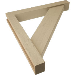 Ekena Millwork - BKTUR0352X26X26TRA05RCPR - Timberthane Faux Wood Traditional Style Bracket w/ Offset Brace, Block Ends, 3 1/2"W x 26"D x 26"H, Primed Tan