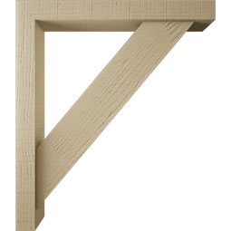 Ekena Millwork - BKTUR0352X26X30TRA05RCPR - Timberthane Faux Wood Traditional Style Bracket w/ Offset Brace, Block Ends, 3 1/2"W x 26"D x 30"H, Primed Tan