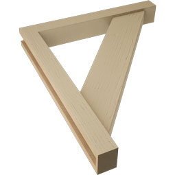 Ekena Millwork - BKTUR0352X26X30TRA05RCPR - Timberthane Faux Wood Traditional Style Bracket w/ Offset Brace, Block Ends, 3 1/2"W x 26"D x 30"H, Primed Tan