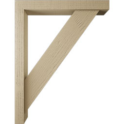 Ekena Millwork - BKTUR0352X26X34TRA05RCPR - Timberthane Faux Wood Traditional Style Bracket w/ Offset Brace, Block Ends, 3 1/2"W x 26"D x 34"H, Primed Tan