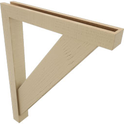 Ekena Millwork - BKTUR0352X26X34TRA05RCPR - Timberthane Faux Wood Traditional Style Bracket w/ Offset Brace, Block Ends, 3 1/2"W x 26"D x 34"H, Primed Tan