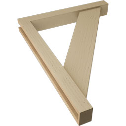 Ekena Millwork - BKTUR0352X26X34TRA05RCPR - Timberthane Faux Wood Traditional Style Bracket w/ Offset Brace, Block Ends, 3 1/2"W x 26"D x 34"H, Primed Tan