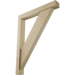 Ekena Millwork - BKTUR0352X26X34TRA05RCPR - Timberthane Faux Wood Traditional Style Bracket w/ Offset Brace, Block Ends, 3 1/2"W x 26"D x 34"H, Primed Tan