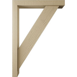 Ekena Millwork - BKTUR0352X26X38TRA05RCPR - Timberthane Faux Wood Traditional Style Bracket w/ Offset Brace, Block Ends, 3 1/2"W x 26"D x 38"H, Primed Tan