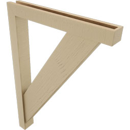 Ekena Millwork - BKTUR0352X26X38TRA05RCPR - Timberthane Faux Wood Traditional Style Bracket w/ Offset Brace, Block Ends, 3 1/2"W x 26"D x 38"H, Primed Tan