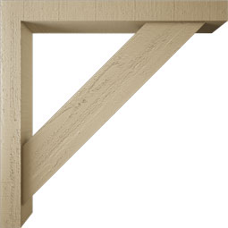 Ekena Millwork - BKTUR0352X28X28TRA05RCPR - Timberthane Faux Wood Traditional Style Bracket w/ Offset Brace, Block Ends, 3 1/2"W x 28"D x 28"H, Primed Tan