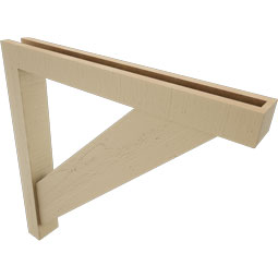 Ekena Millwork - BKTUR0352X28X28TRA05RCPR - Timberthane Faux Wood Traditional Style Bracket w/ Offset Brace, Block Ends, 3 1/2"W x 28"D x 28"H, Primed Tan