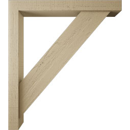 Ekena Millwork - BKTUR0352X28X32TRA05RCPR - Timberthane Faux Wood Traditional Style Bracket w/ Offset Brace, Block Ends, 3 1/2"W x 28"D x 32"H, Primed Tan