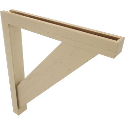 Ekena Millwork - BKTUR0352X28X32TRA05RCPR - Timberthane Faux Wood Traditional Style Bracket w/ Offset Brace, Block Ends, 3 1/2"W x 28"D x 32"H, Primed Tan