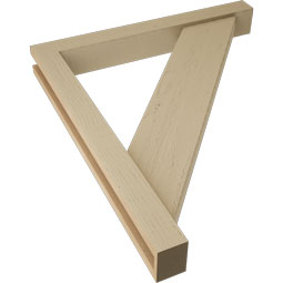 Ekena Millwork - BKTUR0352X28X32TRA05RCPR - Timberthane Faux Wood Traditional Style Bracket w/ Offset Brace, Block Ends, 3 1/2"W x 28"D x 32"H, Primed Tan