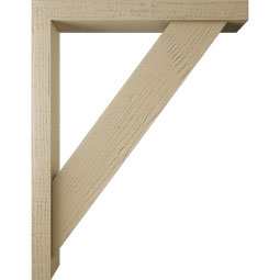 Ekena Millwork - BKTUR0352X28X36TRA05RCPR - Timberthane Faux Wood Traditional Style Bracket w/ Offset Brace, Block Ends, 3 1/2"W x 28"D x 36"H, Primed Tan