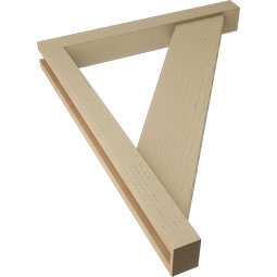 Ekena Millwork - BKTUR0352X28X36TRA05RCPR - Timberthane Faux Wood Traditional Style Bracket w/ Offset Brace, Block Ends, 3 1/2"W x 28"D x 36"H, Primed Tan