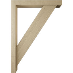 Ekena Millwork - BKTUR0352X28X40TRA05RCPR - Timberthane Faux Wood Traditional Style Bracket w/ Offset Brace, Block Ends, 3 1/2"W x 28"D x 40"H, Primed Tan