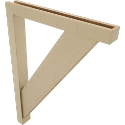 Ekena Millwork - BKTUR0352X28X40TRA05RCPR - Timberthane Faux Wood Traditional Style Bracket w/ Offset Brace, Block Ends, 3 1/2"W x 28"D x 40"H, Primed Tan