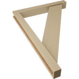 Ekena Millwork - BKTUR0352X28X40TRA05RCPR - Timberthane Faux Wood Traditional Style Bracket w/ Offset Brace, Block Ends, 3 1/2"W x 28"D x 40"H, Primed Tan