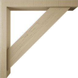 Ekena Millwork - BKTUR0352X30X30TRA05RCPR - Timberthane Faux Wood Traditional Style Bracket w/ Offset Brace, Block Ends, 3 1/2"W x 30"D x 30"H, Primed Tan