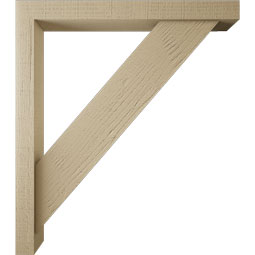 Ekena Millwork - BKTUR0352X30X34TRA05RCPR - Timberthane Faux Wood Traditional Style Bracket w/ Offset Brace, Block Ends, 3 1/2"W x 30"D x 34"H, Primed Tan