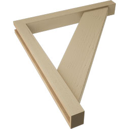 Ekena Millwork - BKTUR0352X30X34TRA05RCPR - Timberthane Faux Wood Traditional Style Bracket w/ Offset Brace, Block Ends, 3 1/2"W x 30"D x 34"H, Primed Tan