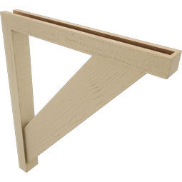 Ekena Millwork - BKTUR0352X30X36TRA05RCPR - Timberthane Faux Wood Traditional Style Bracket w/ Offset Brace, Block Ends, 3 1/2"W x 30"D x 36"H, Primed Tan