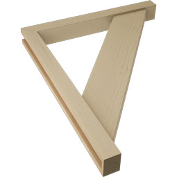 Ekena Millwork - BKTUR0352X30X36TRA05RCPR - Timberthane Faux Wood Traditional Style Bracket w/ Offset Brace, Block Ends, 3 1/2"W x 30"D x 36"H, Primed Tan