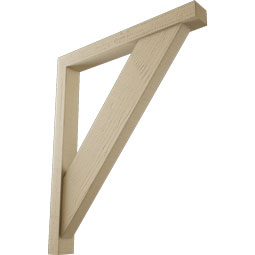 Ekena Millwork - BKTUR0352X30X36TRA05RCPR - Timberthane Faux Wood Traditional Style Bracket w/ Offset Brace, Block Ends, 3 1/2"W x 30"D x 36"H, Primed Tan