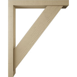 Ekena Millwork - BKTUR0352X30X38TRA05RCPR - Timberthane Faux Wood Traditional Style Bracket w/ Offset Brace, Block Ends, 3 1/2"W x 30"D x 38"H, Primed Tan