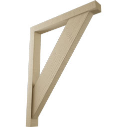 Ekena Millwork - BKTUR0352X30X38TRA05RCPR - Timberthane Faux Wood Traditional Style Bracket w/ Offset Brace, Block Ends, 3 1/2"W x 30"D x 38"H, Primed Tan