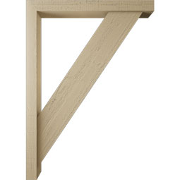 Ekena Millwork - BKTUR0352X30X42TRA05RCPR - Timberthane Faux Wood Traditional Style Bracket w/ Offset Brace, Block Ends, 3 1/2"W x 30"D x 42"H, Primed Tan