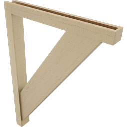Ekena Millwork - BKTUR0352X30X42TRA05RCPR - Timberthane Faux Wood Traditional Style Bracket w/ Offset Brace, Block Ends, 3 1/2"W x 30"D x 42"H, Primed Tan