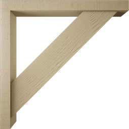 Ekena Millwork - BKTUR0352X32X32TRA05RCPR - Timberthane Faux Wood Traditional Style Bracket w/ Offset Brace, Block Ends, 3 1/2"W x 32"D x 32"H, Primed Tan