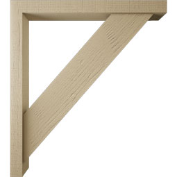 Ekena Millwork - BKTUR0352X32X36TRA05RCPR - Timberthane Faux Wood Traditional Style Bracket w/ Offset Brace, Block Ends, 3 1/2"W x 32"D x 36"H, Primed Tan